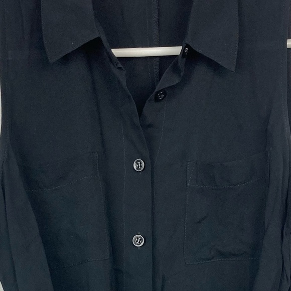 BCBGeneration Longline Sheer Button Up Top Cover-Up Tunic in Black - Picture 7 of 12